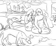 Coloriage Tableau les Indiens
