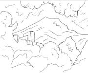 Coloriage Tableau Montagne Sainte Victoire de Paul C&eacute;zanne