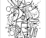 Coloriage Tableau Poisson chanteur de Joan Miro
