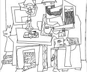 Coloriage Tableau Trois musiciens par Pablo Picasso