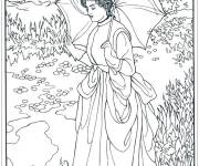Coloriage Tableau une promenade matinale de Singer Sarent