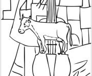 Coloriage Tableau Vache et violon de Kazimir Malevitch