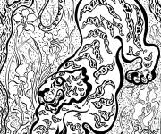 Coloriage Tigre dans les jungles de Paul-&Eacute;lie Ranson