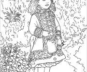 Coloriage Une jeune fille avec arrosoir par Pierre-Auguste Renoir
