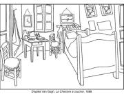 Coloriage Van Gogh, La chambre &agrave; coucher