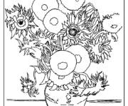 Coloriage Van Gogh, Les tournesols