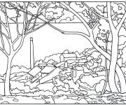 Coloriage Village paysager de Van Gogh