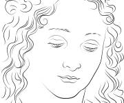 Coloriage Visage d'une femme par Leonardo de Vinci