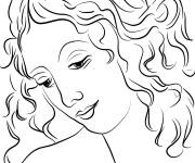 Coloriage Visage d'une jeune fille par Leonardo de Vinci
