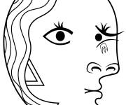 Coloriage Visage dessin&eacute; par l'artiste Picasso