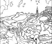 Coloriage Vue de Tol&egrave;de de El Greco
