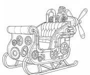 Coloriage Conception m&eacute;canique du tra&icirc;neau du P&egrave;re No&euml;l