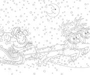 Coloriage Illustration du Tra&icirc;neau de No&euml;l volant avec des cadeaux