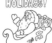Coloriage Illustration simplifi&eacute;e du P&egrave;re No&euml;l dans son tra&icirc;neau