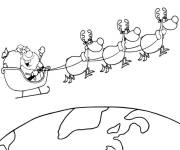 Coloriage Le P&egrave;re No&euml;l et Rudolph en tra&icirc;neau