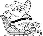 Coloriage Le P&egrave;re No&euml;l fait signe de la main depuis son tra&icirc;neau
