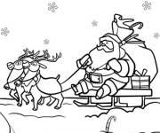 Coloriage Le tra&icirc;neau du P&egrave;re No&euml;l qui atterrit en douceur