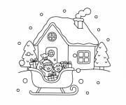 Coloriage Les enfants dans le Tra&icirc;neau de No&euml;l