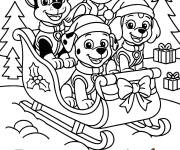 Coloriage Pat' Patrouille sur le tra&icirc;neau de No&euml;l