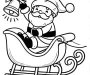 Coloriage P&egrave;re noel annonce son arriv&eacute; sur son traineau