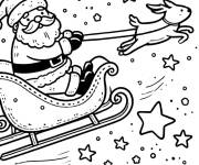 Coloriage P&egrave;re No&euml;l apporte ses cadeaux sur sa v&eacute;hicule pr&eacute;f&eacute;r&eacute;
