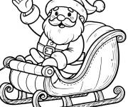 Coloriage P&egrave;re noel barbue sur son traineau