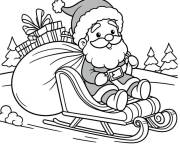 Coloriage P&egrave;re noel chibi sur son traineau