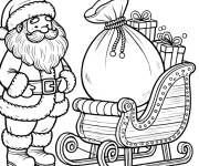 Coloriage P&egrave;re noel control son traineau