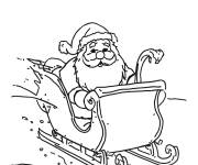 Coloriage P&egrave;re noel en mission sur son traineau
