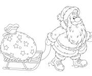 Coloriage P&egrave;re noel et son petit traineau