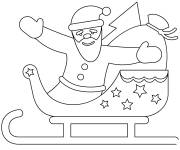 Coloriage P&egrave;re No&euml;l qui ouvre ses mains sur son traineau