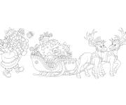 Coloriage P&egrave;re noel remplissant son traineau avec les cadeaux