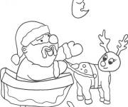 Coloriage et dessins gratuit P&egrave;re No&euml;l sur le Tra&icirc;neau de no&euml;l ps à imprimer