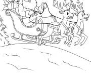 Coloriage P&egrave;re noel sur son traineau