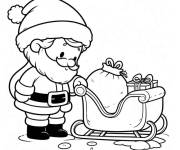 Coloriage Petit Santa avec son traineau
