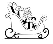 Coloriage et dessins gratuit Petit tra&icirc;neau de No&euml;l en noir et blanc à imprimer