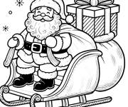 Coloriage Petit Traineau du P&egrave;re No&euml;l styl&eacute;