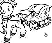 Coloriage Renne et Traineau vide