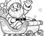 Coloriage Santa claus te salue sur un petit traineau