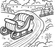 Coloriage Traineau dans un vue hivertin