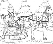 Coloriage Tra&icirc;neau de chat pour la f&ecirc;te de noel
