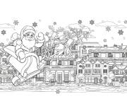Coloriage Tra&icirc;neau de No&euml;l arrive au village