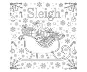 Coloriage Traineau de noel aux motifs de la fete