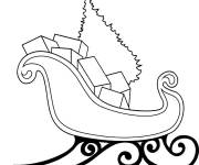 Coloriage et dessins gratuit Tra&icirc;neau de No&euml;l avec des cadeaux et le sapin à imprimer