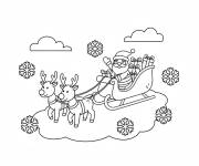 Coloriage Tra&icirc;neau de No&euml;l avec des nuages comme motifs