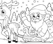 Coloriage Tra&icirc;neau de No&euml;l avec la renne mignonne sous la neige