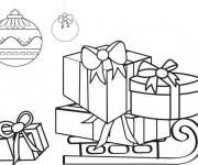 Coloriage Tra&icirc;neau de No&euml;l avec les symboles de la f&ecirc;te