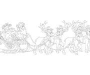 Coloriage Tra&icirc;neau de No&euml;l avec quatre rennes