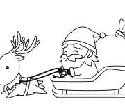 Coloriage Tra&icirc;neau de No&euml;l chibi