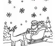 Coloriage Tra&icirc;neau de No&euml;l dans foret pendant l'hiver